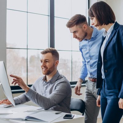 Group of business people working in office